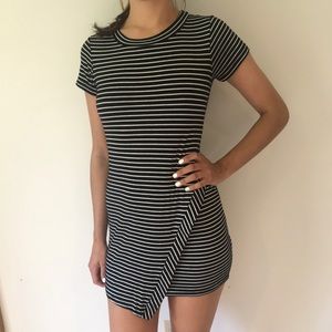 Black & White Striped Asymmetrical Bodycon Dress🖤